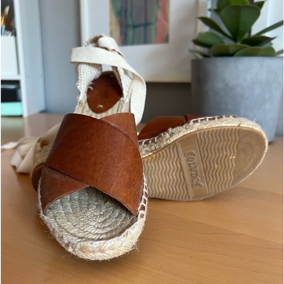 SALUDOS Lace-up Espadrilles Sandals Low Wedge SIZE 6 - Picture 2 of 7